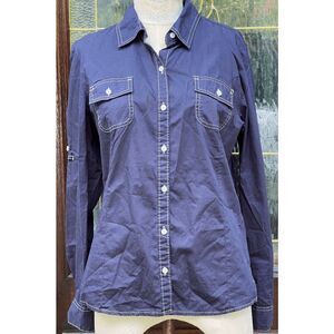 Tommy Hilfiger Embroidered Utility Shirt 100% cotton Long Sleeve Collared Shirt